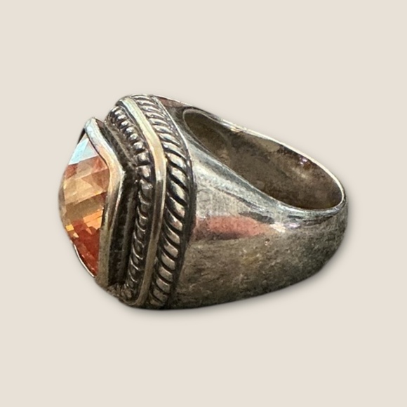 Sterling Silver Champagne Colored CZ Ring - Picture 5 of 8